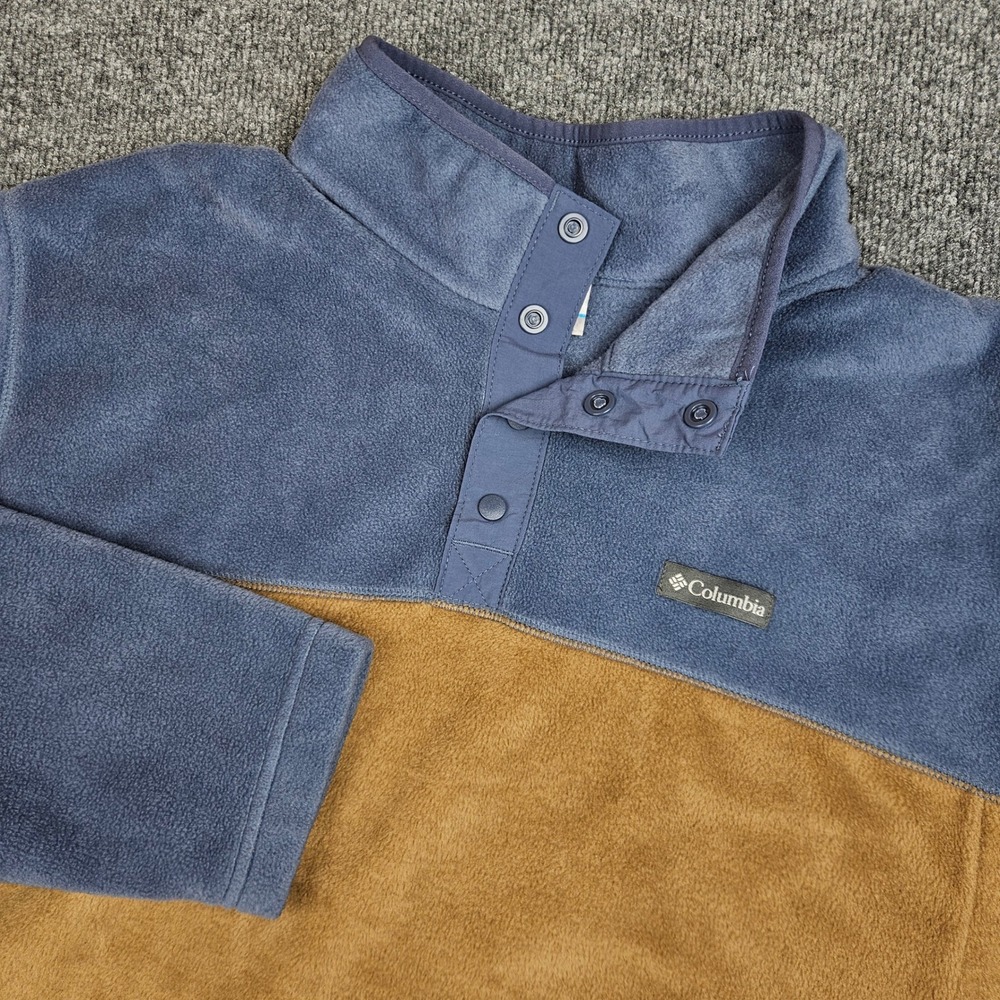Columbia Flattop Ridge Half Snap Pullover Fleece‎ Jacket Men's XXL Blue Brown